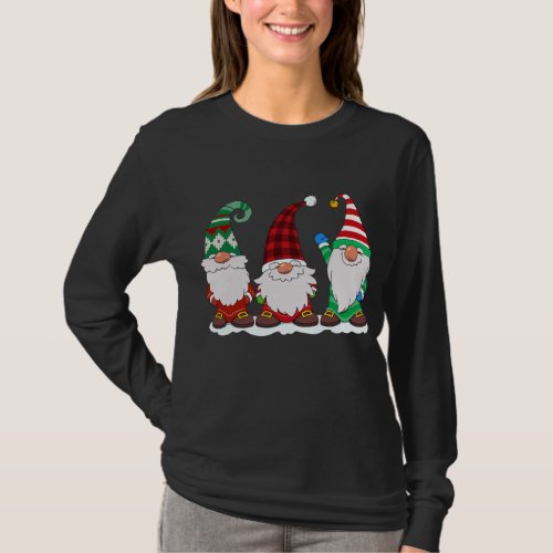 Three Gnomes Buffalo Plaid Matching Family Gnome T_Shirt