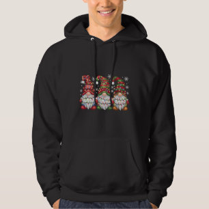 Three Gnomes Buffalo Plaid Red Christmas Hoodie