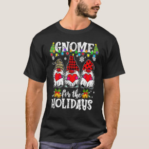 Three Gnomes Buffalo Plaid Red Christmas Lights Me T-Shirt