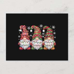 Three Gnomes Buffalo Plaid Red Christmas Postcard