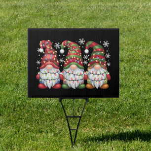 Three Gnomes Buffalo Plaid Red Christmas Sign