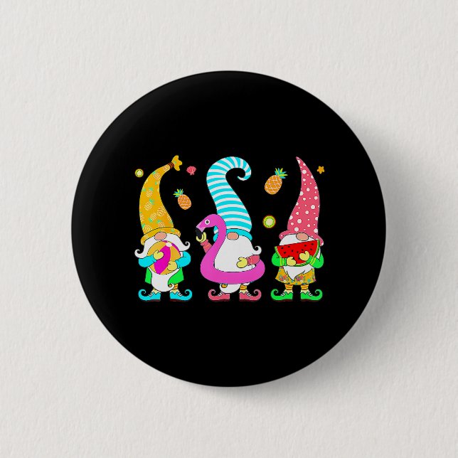 Three Gnomes Christmas In July Summer Funny Button (Front)