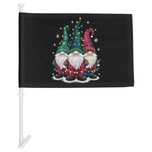 Three Gnomes Christmas Lights Xmas Holiday Car Flag
