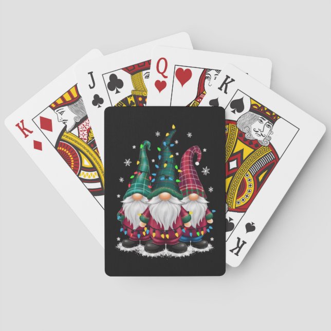 Three Gnomes Christmas Lights Xmas Holiday Poker Cards (Back)