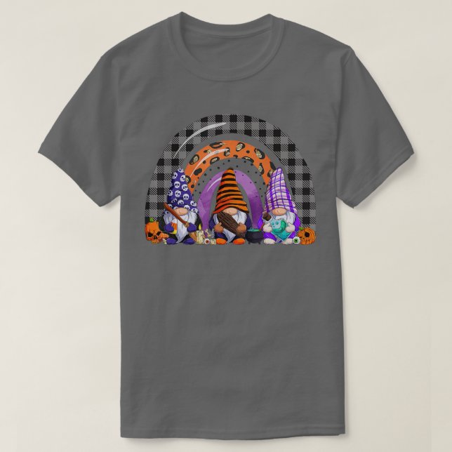 Three Gnomes Halloween Costume Fall Pumpkin Rainbo T-Shirt (Design Front)