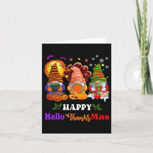 Three Gnomes Halloween Merry Christmas Happy Hallo Card