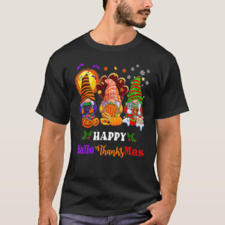 Three Gnomes Halloween Merry Christmas Happy Hallo T-Shirt