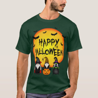 Three Gnomes Happy Halloween Fall Candy Corn Pumpk T-Shirt