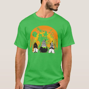 Three Gnomes Happy Halloween Fall Candy Corn Pumpk T-Shirt