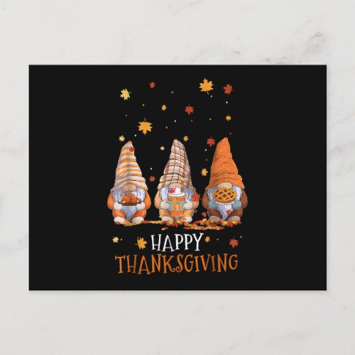 Three Gnomes Happy Thanksgiving Autumn Fall Pumpki Postcard