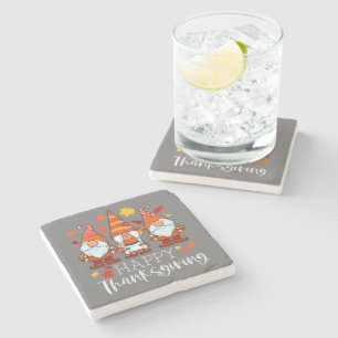 Three Gnomes Happy Thanksgiving Gnomes Fall Gnome Stone Coaster