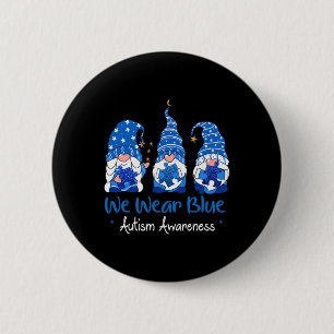 Three Gnomes Holding Blue Puzzle Autism Awareness Button