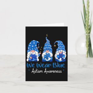Three Gnomes Holding Blue Puzzle Autism Awareness  Card