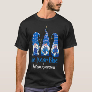 Three Gnomes Holding Blue Puzzle Autism Awareness T-Shirt