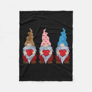 Three Gnomes Holding Heart Funny Valentines Day Co Fleece Blanket