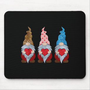 Three Gnomes Holding Heart Funny Valentines Day Co Mouse Pad