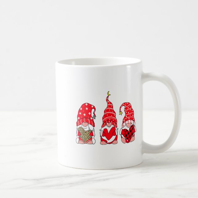 Three Gnomes Holding Heart Leopard Happy Valentine Coffee Mug (Right)