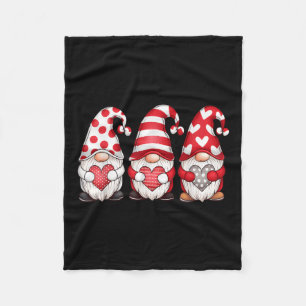 Three Gnomes Holding Heart Valentines Day Women Gi Fleece Blanket
