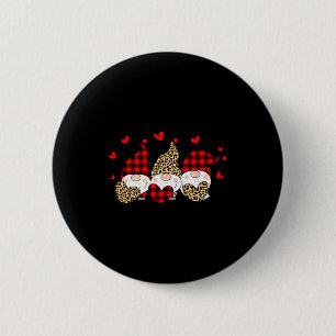 Three Gnomes Holding Hearts Leopard Happy Valentin Button