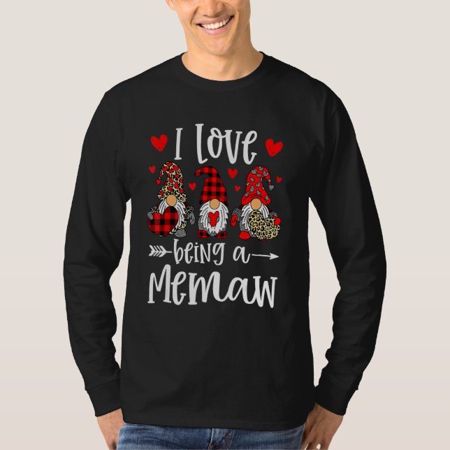 Three Gnomes I Love Being A Memaw Funny Valentines T-Shirt (Front)