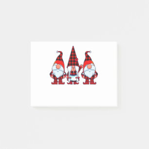 Three Gnomes in Buffalo Plaid Christmas Gnome Xmas Post-it Notes