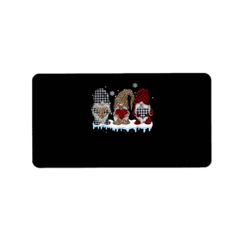 Three Gnomes In Leopard Buffalo Plaid Christmas Label