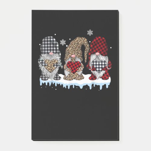 Three Gnomes In Leopard Buffalo Plaid Christmas Post_it Notes