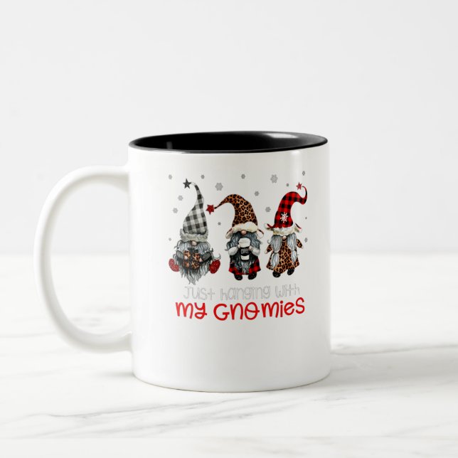 Three Gnomes In Red Christmas Just Hanging With My Two-Tone Coffee Mug (Left)