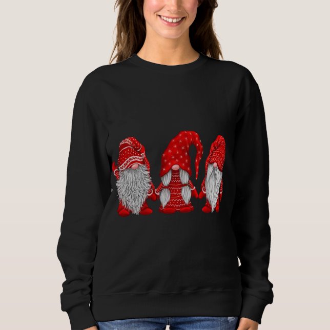 Three gnomes in red costume Christmas - Hanging Wi Sweatshirt (Front)