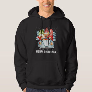 Three Gnomes In Red Truck With Merry Christmas Tre Hoodie