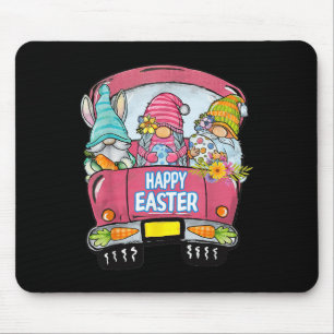 Three Gnomes In Truck Bunny Egg Happy Easter Day Mouse Pad