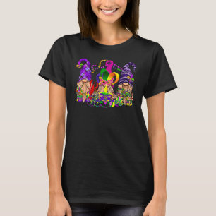 Three Gnomes Jester Beads Mask Mardi Gras Carnival T-Shirt