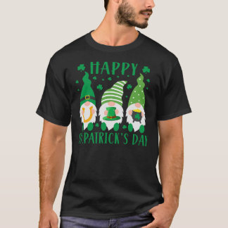 Three Gnomes Lucky Shamrock St Patrick's Day Irish T-Shirt