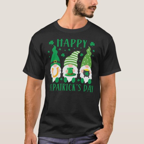 Three Gnomes Lucky Shamrock St Patricks Day Irish T_Shirt