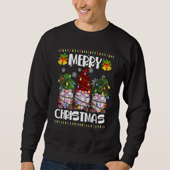 Three Gnomes Matching Family Merry Christmas Tree  Sweatshirt (Front)