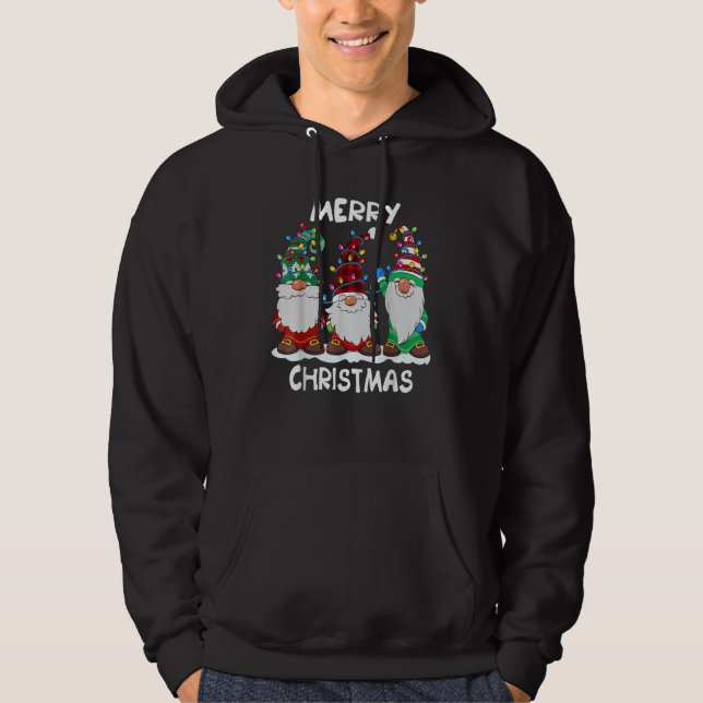 Three Gnomes Matching Family Merry Xmas Buffalo Pl Hoodie (Front)