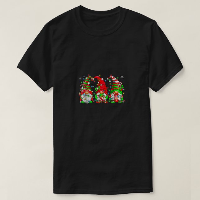 Three Gnomes Men Women Buffalo Plaid Red Christmas T-Shirt (Design Front)