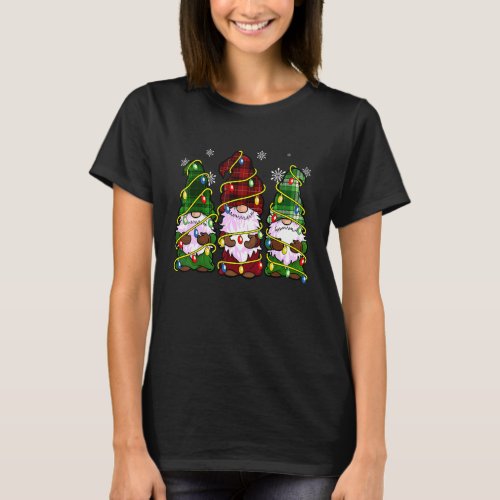 Three Gnomes Men Women Buffalo Plaid Red Christmas T_Shirt