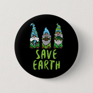 Three Gnomes Plant Turtle Save Earth Gardening Gar Button
