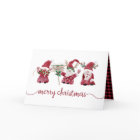 Three Gnomes Reindeer Watercolor Christmas Plaid