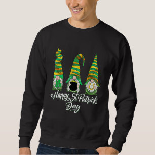 Three Gnomes Shamrock Happy St Patrick's Day Go Lu Sweatshirt