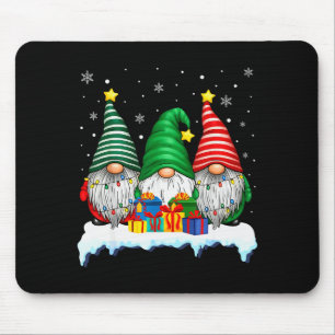 Three Gnomes Tree Lights Men Women Matching Xmas H Mouse Pad