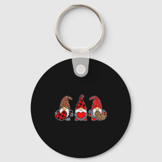 Three Gnomes Valentine Plaid Buffalo Leopard Coupl Keychain
