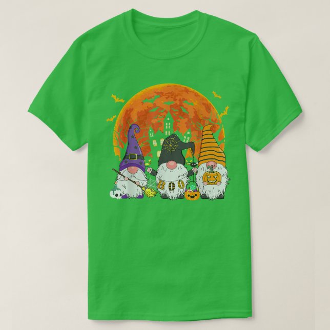 Three Gnomes Witch Halloween Pumpkin Autumn Spooky T-Shirt (Design Front)