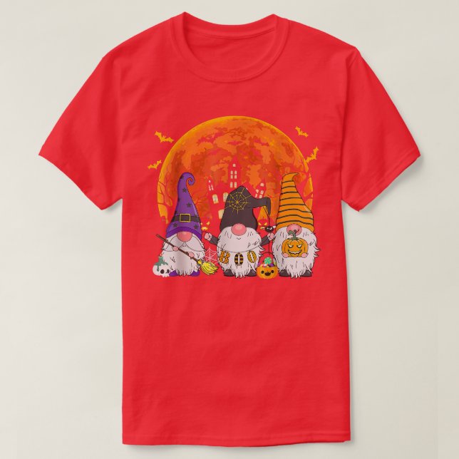 Three Gnomes Witch Halloween Pumpkin Autumn Spooky T-Shirt (Design Front)