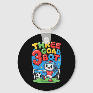 Three Goal Bot Soccer Lover 3th Birthday Keychain