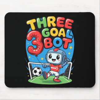 Three Goal Bot Soccer Lover 3th Birthday Mouse Pad