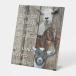 Three Goat Portrait  Cute Goat Poem  Pedestal Sign