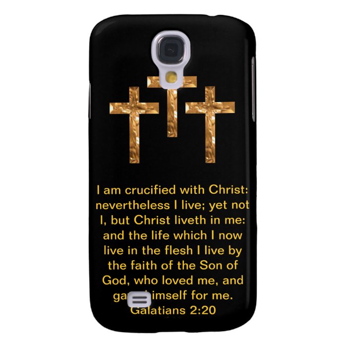 Three Golden Crosses with Scripture Phone Case Samsung Galaxy S4 Case