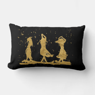Three Golden Dancers Lumbar Pillow